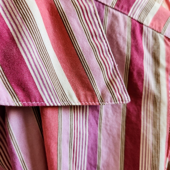 Ann Taylor LOFT Pink and Purple Striped Button Down Shirt - Picture 2 of 4
